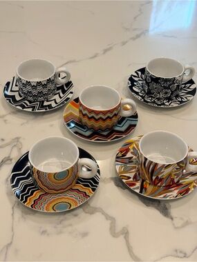 Missoni Target 20th Anniversary colab 5 cups and saucers